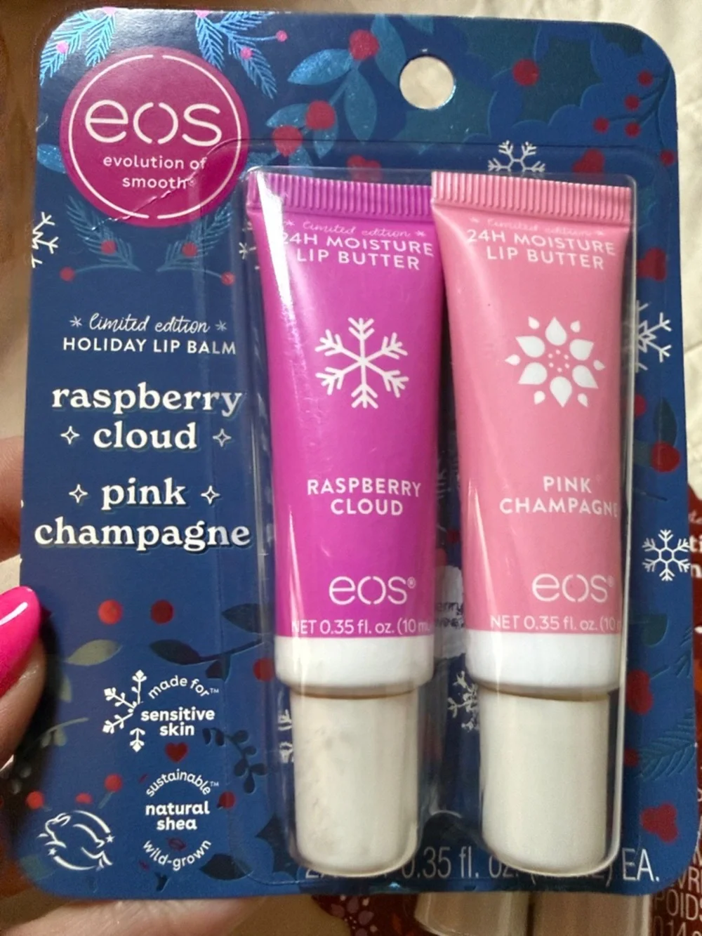 eos Lip Bundle : Raspberry‎ cloud, 2 pink champagne, vanilla confetti